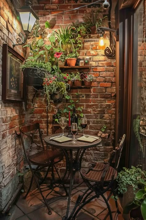 Small Patio Area Ideas for Every Budget - Quiet Minimal Dark Patio Ideas, Open Patio Decorating Ideas, Cozy Small Backyard Ideas, Small Patio Gardens, Simple Patio Ideas On A Budget, Patio Wall Ideas, Backyard Sitting Areas, French Patio, Magic Places