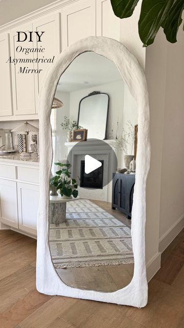 Alexa Mason & Elizabeth Novoa | Neutral Home Decor on Instagram: "Be sure to save this post for our “How To” ! 🗃️🛠️  Comment “LINK” and be sure to follow us to receive a DM with a link to everything we used!   We wanted an organic asymmetrical floor length mirror, so we started with self sticking pipe insulation foam to make the frame thicker and larger. We then used Foam Clay to shape it giving it an asymmetrical look.  Next we wrapped it all in plaster cast material by dipping it in water first.  We finished the texture by mixing plaster of Paris with gypsum cement and water to make a watery paste, then brushed it on with a large paintbrush (add more water if it starts to thicken). Last, we did some light sanding with sand paper to smooth any rough places! 🙌 we love how it turned out! Foam Mirror, How To Make Foam, Foam Clay, Floor Length Mirror, Mirror Frame Diy, Pipe Insulation, Plaster Cast, Sand Paper, Plaster Of Paris