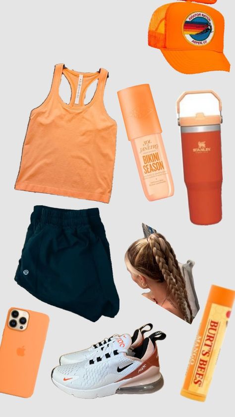 preppy Lululemon summer outfit #lululemon #preppy #summer #sporty #orange Sporty Preppy Outfits, Lululemon Outfits Summer, Preppy Workout Outfit, Preppy Lululemon Outfits, Lululemon Outfit Ideas, Cute Lululemon Outfits Summer, Lululemon Summer, Cute Lululemon Outfits, Shuffles Outfits