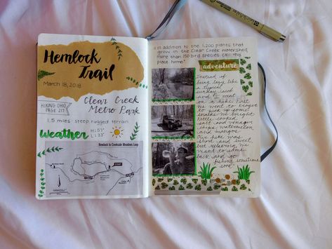 Bullet Journal, Travel Journal, Hiking, BuJo, Bullet Journaling National Park Journal Ideas, Hiking Scrapbook Ideas, Hiking Journal Ideas, About Me Bullet Journal, Trekking Journal, Walking Journal, Hiking Log Book, Hiking Scrapbook, Travel Bucket List Bullet Journal