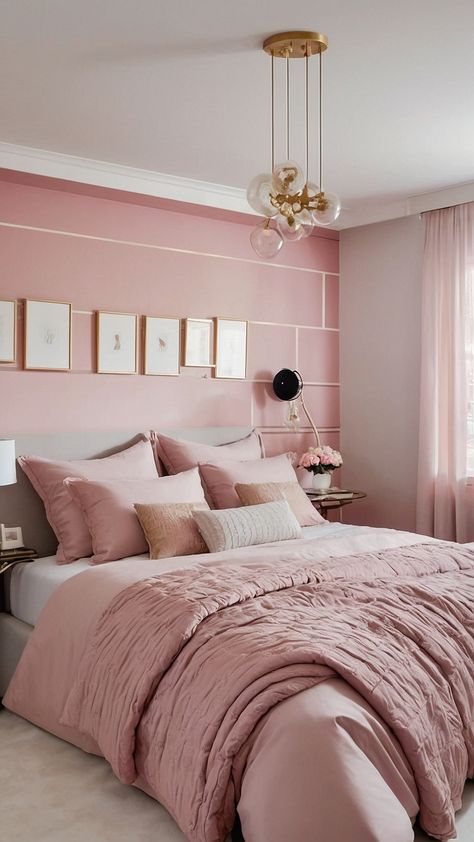 Discover beautiful pink bedroom ideas for all ages and styles From soft teens' rooms to elegant grey and black decor get inspired to create a cozy space with touches of dark rose small hints of white and pops of green Explore kid-friendly designs girly touches and calming dusty hues in this comprehensive guide Dusty Pink And Grey Bedroom, White Girls Bedroom, Dusty Pink Bedroom, Pink Bedroom Design, Pink Bedroom Ideas, Red Room, Apartment Bedroom, Pink Bedrooms, Grey Bedroom