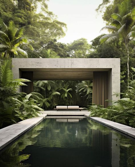 Brazil Dream Home: Blur The Line Between Home and Nature Gym House, Futuristic Home, Modern Home Design, Casa Exterior, Design Line, Concrete House, Tropical House, Pool Design, Architect House