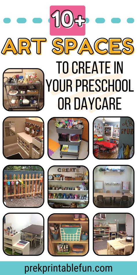 Preschool Art Area Ideas, Art Room Preschool, Art Corner In Classroom, Art Centers Preschool, Daycare Art Center, Preschool Art Center Setup, Classroom Art Area, Art Area Preschool, Preschool Art Area