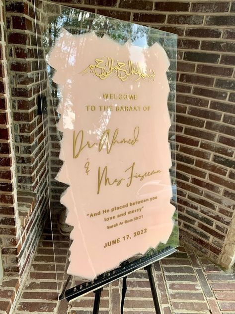 Wedding Cards Images, Wedding Entrance Sign, Nikah Decor, Wedding Quote, Wedding Entrance Decor, Personalized Wedding Decor, Wedding Planning Decor, Wedding Muslim, Dream Wedding Venues