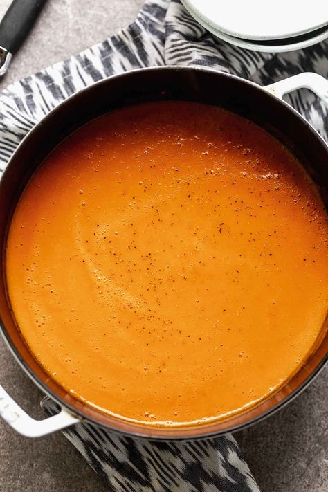 5-Ingredient Creamy Carrot and Tomato Soup - Cooking for Keeps Keto Butternut Squash Soup, Keto Butternut Squash, Tomato Carrot Soup, Shrimp Bisque Recipe, Pumpkin Bisque, Carrot Pumpkin, Creamy Tomato Soup Recipe, Shrimp Bisque, Keto Shrimp