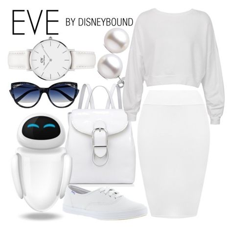 "Eve" by leslieakay ❤ liked on Polyvore featuring Anne Klein, WALL, WearAll, Sans Souci, Keds, La Perla, Daniel Wellington, disney, disneybound and disneycharacter Eve Disneybound, Wall E Costume, Wall E And Eve, Disney Themed Outfits, Modest Outfit Ideas, Nerd Fashion, Character Inspired Outfits, Disney Bound Outfits, Fandom Fashion