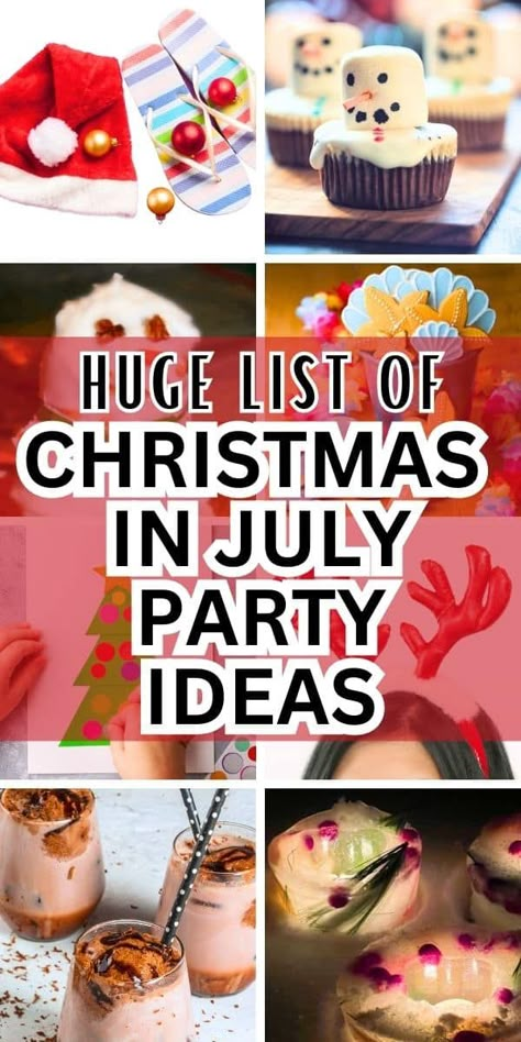 Christmas In July Activities Summer Theme Party Idea #christmasinjuly #summerparty #summertheme #campgroundparty July Party Themes, Christmas In July Outfit Ideas Women, Christmas In July Party Decorations, Christmas In July Charcuterie Board, Christmas In July Recipes, July Birthday Themes, Christmas In July Party Ideas Outfits, Christmas In July Church Ideas, Themed Summer Parties