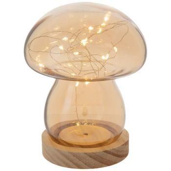 Dimensions: 6.75" H x 4.38" W x 4.38" D Power Source: 3 AAA Batteries (Not Included) Material: Glass, Wood & Metal Color: Amber, Natural & Warm White Quantity: 1 Illuminate your space with a whimsical accent like this Amber Light Up Mushroom. The mushroom-shaped glass encases a strand of warm fairy lights. Use the switch under the unfinished wood base to power it on. Place this cozy mushroom lamp in your bedroom or living room for a glowing, amber accent!   *No discounts may be applied to “your Boho Mushroom Bedroom, Cute Mushroom Lamp, Mushroom Wax Melter, Dorm Decor Simple, Cute Mushroom Room Decor, Cute Mushroom Decor, Mushroom Room Aesthetic, Fairy Core Room Decor, Mushroom Decor Bedroom