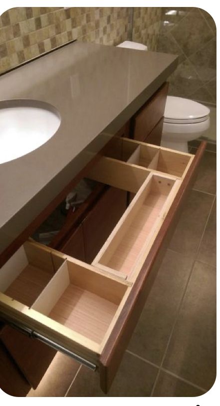 Masterbath Ideas Storage, Diy Bathroom Vanity With Vessel Sink, Bathroom Under Counter Storage, Under The Sink Drawers, Diy Over The Toilet Storage Cabinets, Bathroom Cabinet Configurations, Under Sink Bathroom Cabinets, Sink Drawers Bathroom, Drawers Under Bathroom Sink