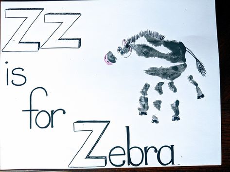 Letter Z Handprint Z Handprint Craft, Letter Z Handprint, Letter Crafts, Fingerprint Art, Handprint Craft, Letter Z, Letter A Crafts, Summer School, School Days