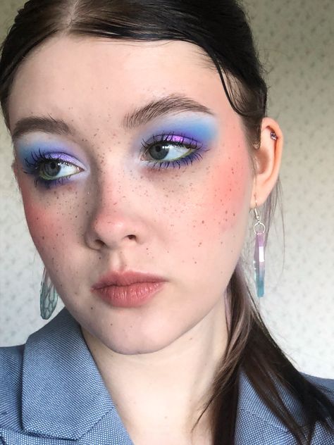 Purple Blue Makeup, Witch Purple, Hippie Makeup, Funky Makeup, Face Charts, Make Up Tutorials, Swag Makeup, Ethereal Makeup, Pinterest Makeup