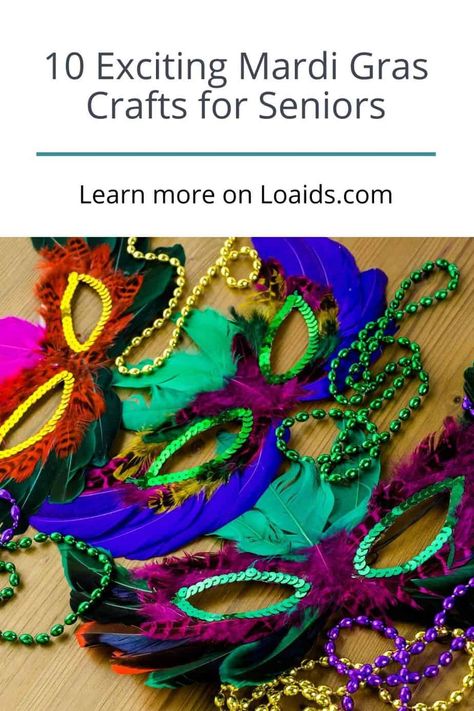 Mardi Gras Activities For Seniors, Mardi Gras Crafts Diy, Mardi Gras Crafts For Adults, Activities For Elderly, Mardi Gras Activities, Nursing Home Crafts, Fat Tuesday Party, Mardi Gras Jewelry, Mardi Gras Centerpieces