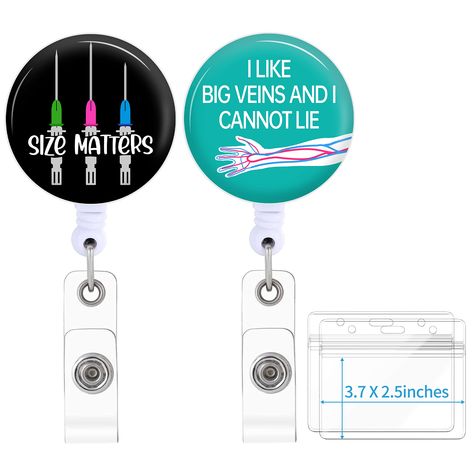 PRICES MAY VARY. Retractable Badge Holders: 60.5cm id badge reel retractable with clip, convenient to scan in and out of the office ID Badge Clip: Unique size matters design, make your badge reel full of personality Alligator Clip Badge Reel: 360 degree swivel alligator clip back firmly grips to your clothing Badge Clips for nurses doctor students teacher work office employee women men Package Included: 2 x badge reels, 2 x clear ID badge holder 2 Pack Phlebotomy Badge Reels Holder Retractable w Phlebotomy Badge, Office Employee, Teacher Work, Phlebotomy, School Supply Labels, Retractable Badge Holder, Size Matters, Id Badge Reels, Resin Craft