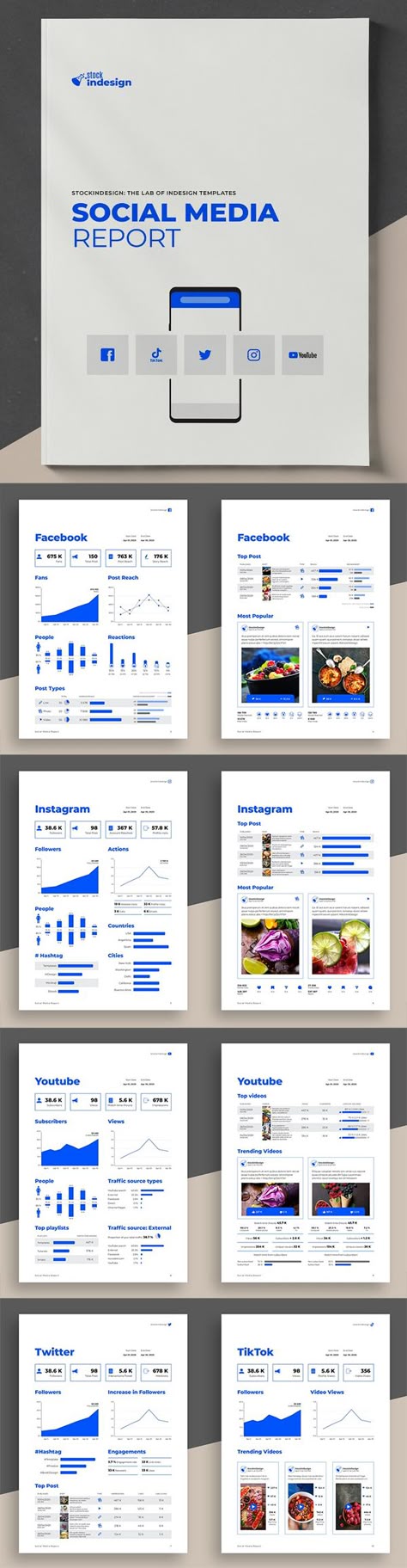 Social Media Annual Report Design Template Infographic Brochure Design Layout, Social Media Reporting Template, Brand Report Design, Social Media Marketing Presentation, Report Template Design Layout, Data Report Design, Social Media Report Design, Infographic Social Media Design, Social Media Proposal Template