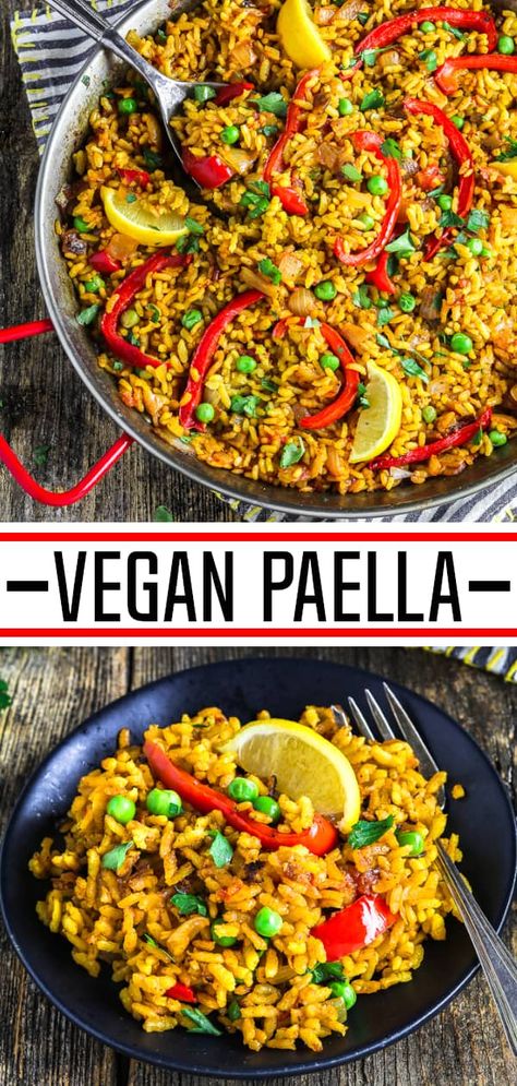 Veggie Paella Recipe, Vegetable Paella Recipe, Vegan Paella, Spanish Paella, Paella Recipe, Vegan Keto, Vegan Dinner Recipes, Vegan Dishes, Vegan Dinners