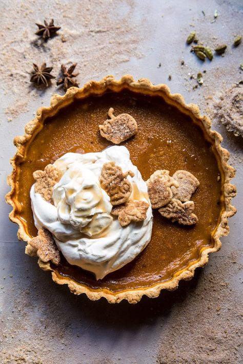 Chai Pumpkin Pie, Maple Pumpkin Pie, Maple Whipped Cream, Pie Pops, Maple Pumpkin, Chocolate Crust, Slow Cooker Desserts, Thanksgiving Pies, Half Baked