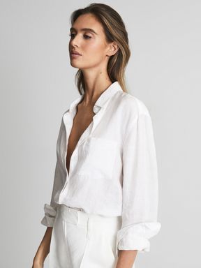 Linen Shirt Outfit, Linen Shirts Women, White Linen Shirt, Sandal Heels, Slim Fit Trousers, White Shirts, 404 Page Not Found, Button Placket, White Linen