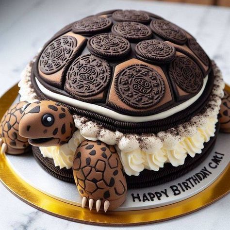 Turtle Oreo Cake, Oreo Turtle Cake, Turtle Cake, Easy Cake Decorating, Oreo Cake, Take The Cake, Cake Decorating Tutorials, Grooms Cake, Easy Cake