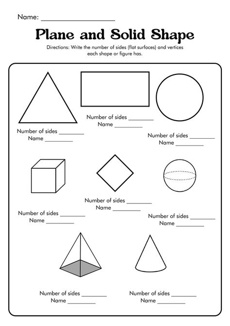 Shapes Worksheets For Kindergarten, Shape Worksheet, Plane Shapes, Shapes Worksheet Kindergarten, Geometry Shapes, Grade 6 Math, 2d And 3d Shapes, Worksheets For Kindergarten, Geometry Shape