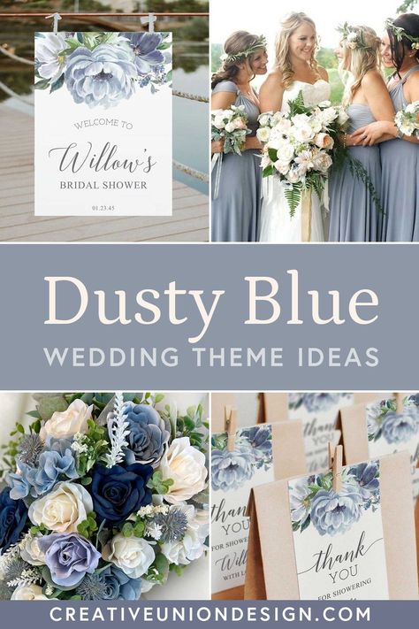 Dusty Blue Simple Centerpieces, Dusty Blue Silver Wedding Theme, Mixed Shades Of Blue Wedding, Dusty Blue And Navy Wedding Theme Wedding Ceremony Decor, Dusty Blue Wedding With Colorful Flowers, Smokey Blue Wedding Theme, Dark Dusty Blue Wedding Theme, Blue Wedding Theme Spring, Wedding Theme Colors Blue