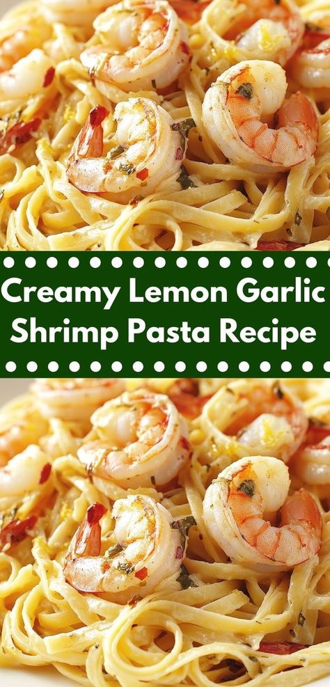 Need a simple yet elegant dish for dinner? Discover the Creamy Lemon Garlic Shrimp Pasta, a delightful blend of creamy sauce and succulent shrimp. Perfect for busy weeknights or special occasions! Creamy Lemon Garlic Shrimp, Simple Dinner Ideas For Two, Dinner Ideas For Parties, Quick Dinner Ideas For Two, Family Dinner Ideas Healthy, Garlic Shrimp Pasta Recipes, Lemon Shrimp Pasta, Shrimp Pasta Recipe, Lemon Garlic Shrimp Pasta