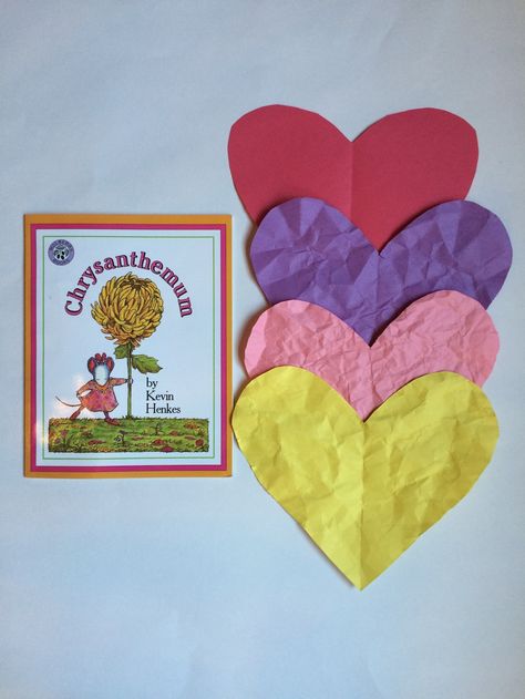 Chrysanthemum: Wrinkled Heart Activity from Encourage Play Wrinkled Heart Activity, Chrysanthemum Activities, Keeping Friends, Wrinkled Heart, Classroom Corner, Teaching Empathy, Kevin Henkes, Kindness Challenge, Kindness Activities