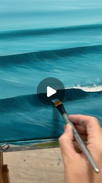 Acrylic Painting Waves Tutorial, Painting Waves Acrylic, Ocean Horizontal, How To Paint Waves, Water Acrylic Painting, Wave Art Painting, Painting Techniques Art, Painting Waves, Seascape Artists