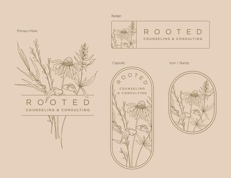 Rooted Counseling & Consulting Logo Identity Design, Hello Design, Florist Logo, Floral Logo Design, Logo Identity, Minimalist Tattoos, Initials Logo, Floral Logo, Logo Concept