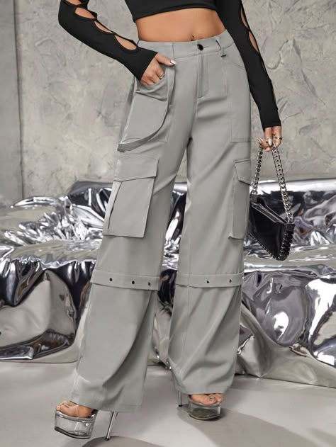 Cargo Pants Outfit Fall, Trousers Women Outfit, Laundry Labels, Legs Outfit, 2piece Outfits, Shein Icon, Cargo Pants Outfit, Women Bottoms, Baggy Cargo Pants