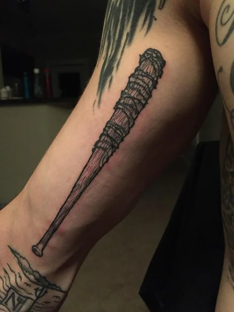 Lucille Tattoo, Walking Dead Tattoo, Negan Lucille, Movie Tattoos, Bat Tattoo, Scorpion Tattoo, Tattoo Now, Poke Tattoo, Small Tattoos For Guys