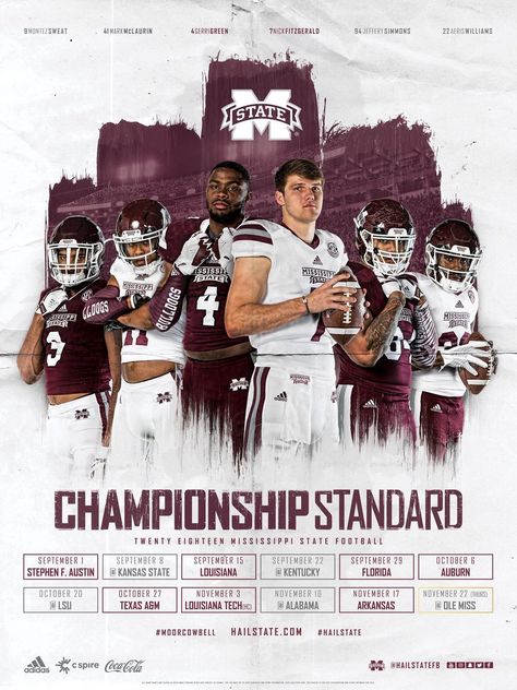 Mississippi State Team Poster Design, Football Team Poster, Athlete Photography, Mississippi State Football, Senior Banner, Poster Design Ideas, Rugby Design, Team Poster, Football Graphics