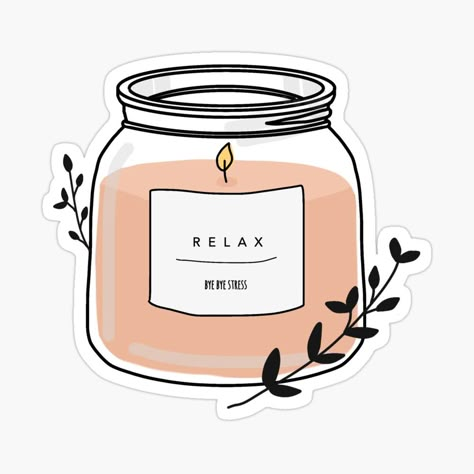 Relax Candle, Candle Doodle, Candle Drawing, Arte Aesthetic, Positivity Stickers, Sticker Design Inspiration, Preppy Stickers, Sticker Flower, Candle Stickers