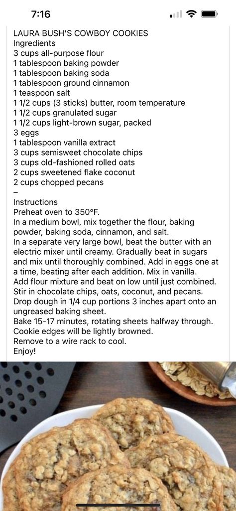 Laura Bush Cowboy Cookies, Cowboy Cookie Recipe, Recipes Using Cake Mix, Laura Bush, Cowboy Cookies, Best Cookies Ever, Baking Recipes Cookies, Yummy Sweets, Breakfast Dessert