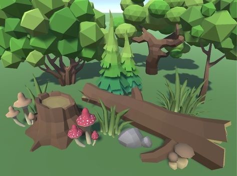 Forest Games, 3d Tree, Low Poly Games, City Cartoon, Low Poly Art, Low Poly Models, Camp Ideas, Game Themes, Low Poly 3d