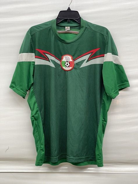 Large Federacion Mexicana Futbol Soccer Jersey T-Shirt Adult Green Gool Mexico Adidas Vintage, Soccer Jersey, Jersey T Shirt, Soccer, Nike, Green, T Shirt, Mexico, Football