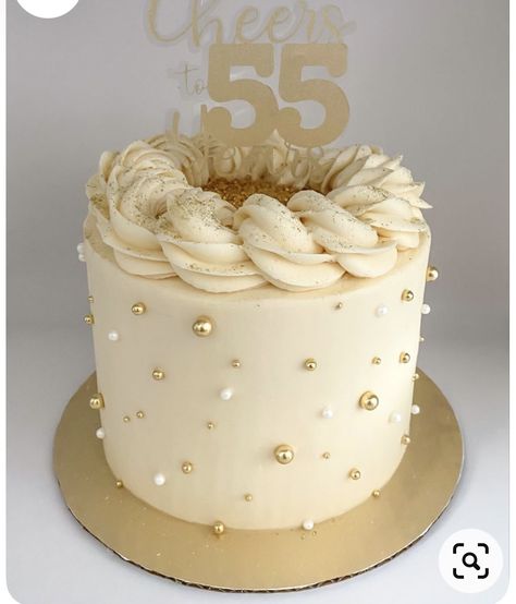 Pink And Gold 50th Birthday Cake, 50th Bday Cake For Women Elegant, Gold Theme Birthday Cake, Cream Cake Design Birthday, Gold Bday Cake, Caramel Cake Design, Buttercream Cake Designs Birthday, Cheers To 60 Years Cake, Gold Cake Design Birthday