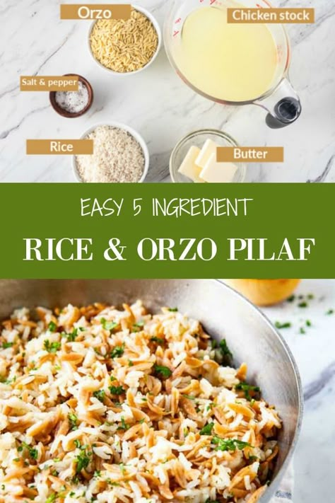 Rice And Orzo Pilaf, Rice Pilaf Recipe Orzo, Orzo And Rice Recipes, Orzo Pilaf Recipes, Orzo Rice Pilaf, Garlic Rice Pilaf, Orzo Pilaf, Rice Pilaf With Orzo, Vegetable Rice Pilaf