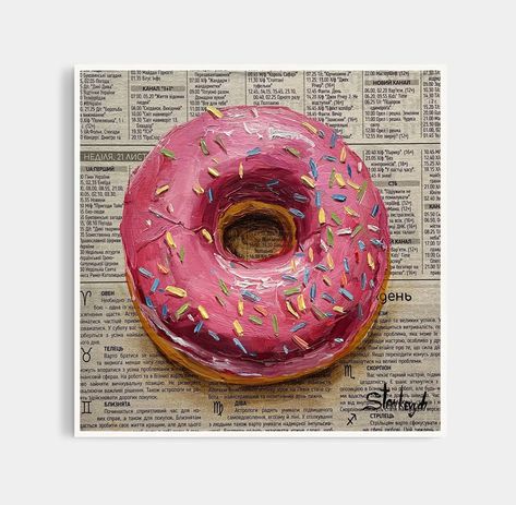 Donut Painting Doughnut Art Donut Wall Art Newspaper Art Dessert Painting Food Painting by Julia Stankevych - Etsy Doughnut Painting, Doughnut Art, Donut Painting, Dessert Painting, Donut Wall Art, Donut Drawing, Art Dessert, Avocado Painting, Donut Art