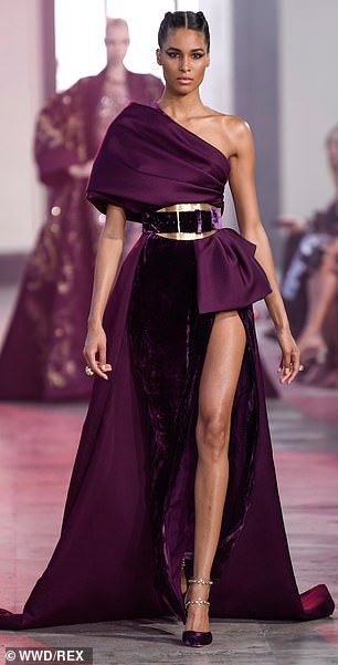 Catwalk Fashion Dresses, Purple Fancy Dress, Purple Couture Dress, Purple Runway Fashion, Zuhair Murad Purple Dress, Dark Purple Dress Couture, Purple Haute Couture Gowns, Purple Evening Gowns, Purple Evening Dress