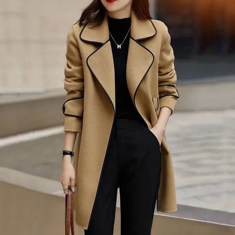 Wool Winter Coat, Wool Blend Jacket, Casual Coat, Wool Coat, Mid Length, Autumn Winter, Wool Blend, Coats Jackets, Fall Winter