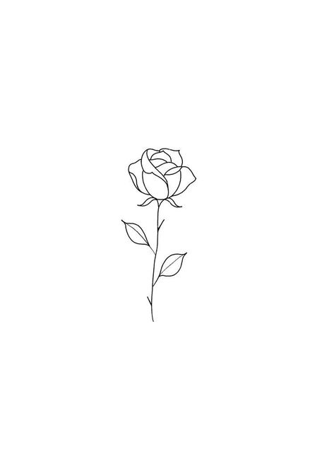 Rose Minimalist Drawing, Small Rose Outline Tattoo, Rose Small Tattoo Design, Simple Rose Drawing Outline, Minimalist Rose Drawing, Outline Rose Tattoo, Small Remembrance Tattoos Simple, Small Rose Outline, Red Outline Tattoo