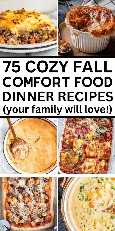 Easy Fall comfort food dinner ideas! These easy fall recipes dinner comfort foods, easy fall recipes dinner crock pot, fall meals dinners comfort foods easy, fall meals dinners comfort foods chicken, warm and cozy fall dinner recipes, quick dinner ideas comfort foods, quick comfort food dinners weeknight meals, comfort food dinners cold weather, fall meals dinners comfort foods healthy, fall food recipes dinner families, cold weather meals dinners comfort foods, fall casserole recipes for ... Comfort Food Dinner Ideas, Cozy Fall Dinner Recipes, Food Dinner Ideas, Fall Casserole Recipes, Cozy Fall Dinner, Easy Fall Dinner Recipes, Easy Fall Dinners, Comfort Food Chicken, Easy Autumn Recipes