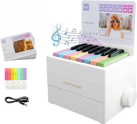 Amazon.com : Playable Piano Desk Calendar 2024-2025,Swift Piano Calendar,White Mini Piano Calendar,With 52 Music Scores in 27 Cards,Gift for Family and Friends(2024-White) : Office Products Singer Stickers, Mini Piano, Miniature Piano, Piano Desk, Taylor Gifts, Piano Gifts, Taylor Songs, Desktop Calendar, Piano Tutorial