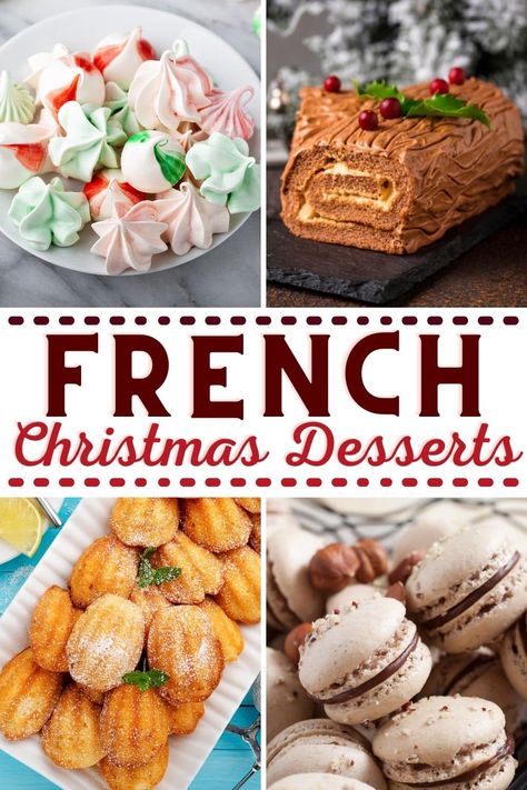 Bring some French tradition to your holiday with these French Christmas desserts. From madeleines to macarons to truffles and cookies, these treats are sure to please. French Christmas Food, French Recipes Dinner, French Christmas Desserts, French Christmas Traditions, French Cuisine Recipes, French Cooking Recipes, French Pastries Recipes, Christmas Dessert Recipes, French Dessert Recipes