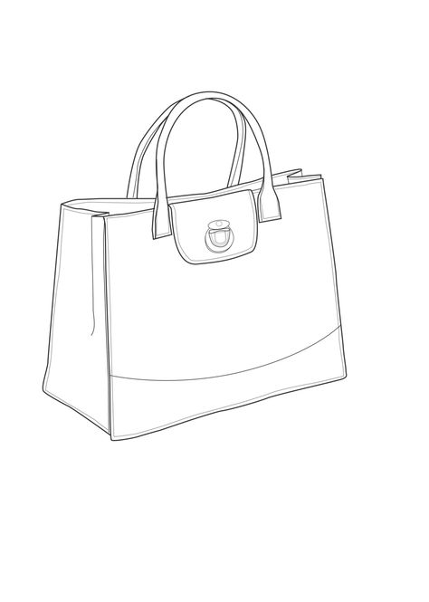 Bag Art Drawing, Bags Sketches, Handbag Sketch, How To Draw A Purse, Bag Design Drawing, Purse Sketch, Purse Sketch Drawing, Bag Drawing Sketch, Handbag Drawing