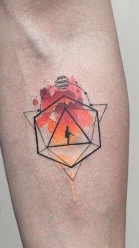 Dodecahedron Tattoo, Mormon Tattoo, Icosahedron Tattoo, Dnd Tattoo Designs, Odesza Tattoo, Dnd Tattoo Ideas, Dnd Tattoos, D20 Tattoo, Dnd Tattoo