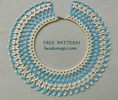 Free pattern for necklace Aphrodite | Beads Magic Beaded Collar Necklace Tutorial, Beaded Collar Necklace Patterns, Free Necklace Patterns, Beads Magic, Beads Patterns, Beaded Collar Necklace, Beads Craft Jewelry, Beaded Necklace Patterns, Beading Netting