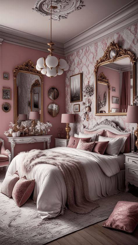 12 Pink and White Bedroom Ideas for a Chic and Cozy Space – Balanced Home Living Pink And White Bedroom Walls, Rich Pink Bedroom, Rose Pink Bedroom Ideas, Black Pink And White Bedroom, Modern Princess Aesthetic Bedroom, Cozy Bedroom Pink, Pink White And Gold Bedroom, Cozy Girly Bedroom, Elegant Pink Bedroom