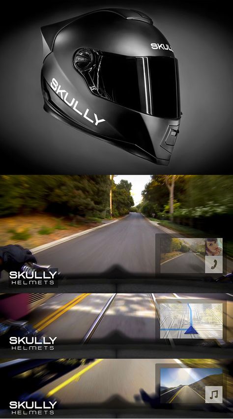 High-Tech Skully AR-1 Motorcycle Helmet Smart Motorcycle Helmet, Badass Motorcycle Helmets, Smart Helmet, Motorcycle Helmet Design, Cool Motorcycle Helmets, Motorcycle Equipment, Custom Motorcycle Helmets, Smartphone Technology, Custom Helmets