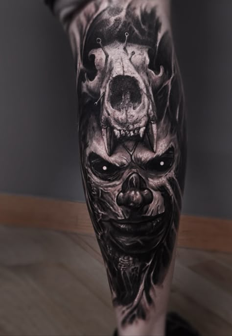 #skull #skulltattoo #shaman #horror #evil #tattoo #vainiusanomaly #realism #realistic #realistictattoo #blackandgrey #wolf Scary Tattoo Ideas, Horror Tattoo Ideas, Evil Skull Tattoo, Chicano Tattoos Sleeve, Skull Hand Tattoo, Evil Tattoo, Skull Sleeve Tattoos, Evil Tattoos, Demon Tattoo